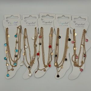 Gold-Tone Multi-Stranded With Stone Anklets